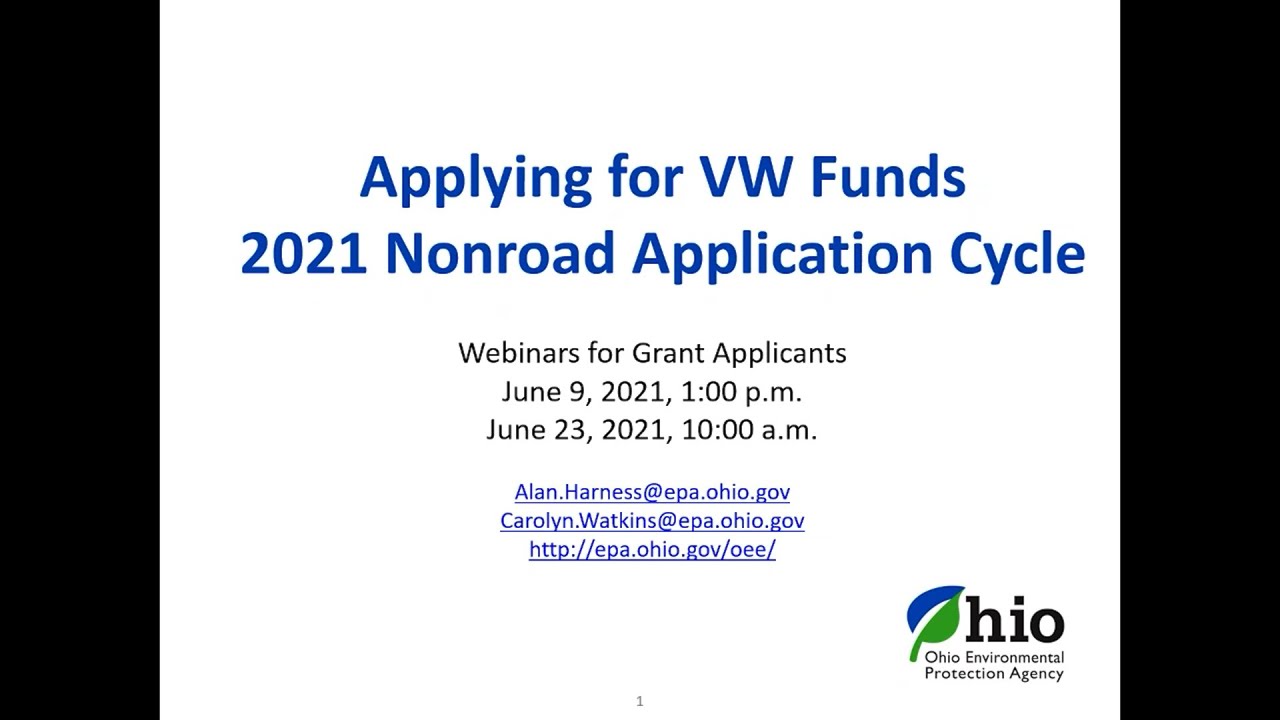 VW 2021 Diesel Fleet Grants Webinar — Ohio EPA - YouTube