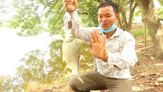 Fishing| Awesome fishing with rod in Pond| ស្ទួចត្រីឆ្ពិន