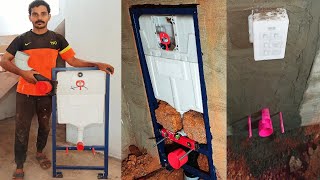 Concealed Flush Tank Installation |ഫുൾ ഫ്രെയിം ഫ്ലഷ് കൺസീൽഡ് ചെയ്തു | Wall Hung Closet Frame Fitting