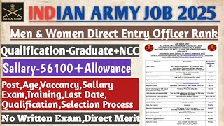 Indian army new vaccancy2025,Indian army NCC SPECIAL ENTRY SCHEME 58TH COURSE OCT 2025,army officer