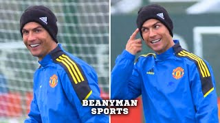 Cristiano Ronaldo Leads Very Rainy Manchester United Training Ahead Of Atalanta In Champions League
