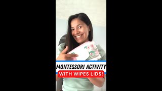 Fine Motor Activity with WIPES LIDS - MONTESSORI INSPIRED