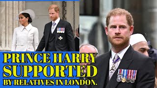 PRINCE HARRY SUPPORTED BY RELATIVES IN LONDON.