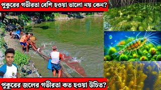 পুকুরের জলে গভীরতা বেশি হলে মাছ চাষে কি কি অসুবিধা হতে পারে? জল কম থাকলে কি সমস্যা সৃষ্টি হয়?