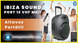 🔊 Altavoz portátil con Bluetooth Ibiza Sound Port 12 VHF BT MKII - Incluye microfono inalambrico VHF