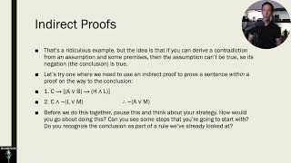 Intro to Logic - Lesson 10 - Indirect Proofs, Nested Subproofs, and Theorems