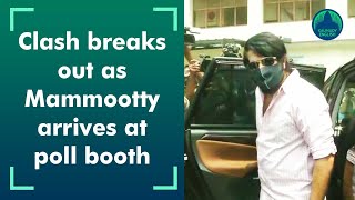 BJP candidate’s wife yells at media, fans when Mammootty arrives to cast vote