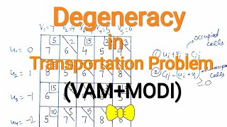 Degeneracy in Transportation Problem using modi[u-v] method