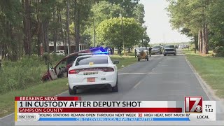 1 arrested after deputy shot investigating car theft in Sampson County: officials