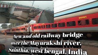 New and old railway bridge over the Mayurakshi river. Sainthia, west bengal, India