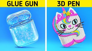 3D PEN VS GLUE GUN CRAFTS | CURIOUS WAYS TO MAKE DIY JEWELRY! Funny DIY Hacks By 123 GO! Genius