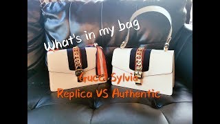 WHAT'S IN MY BAG/Gucci Sylvie Review/ REAL FAKE COMPARISON