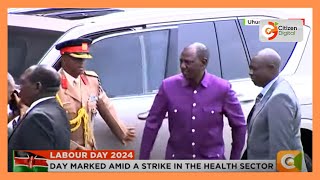 President Ruto arrives at Uhuru Gardens for labour day celebrations