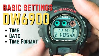 Casio G-Shock DW-6900 Basic Setting: Time, Date, Time Format - Simple Settings Tutorial