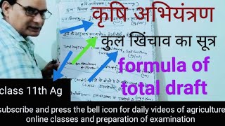 कृषि अभियंत्रण, कुल खिंचाव का सूत्र (AGRICULTURE ENGINEERING, FORMULA OF TOTAL DRAFT) कक्षा 11 कृषि