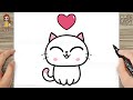 How to Draw a Cute Cat Easy for Kids and Toddlers