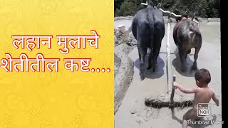 लहान मुलाचे शेतीतील कष्ट....