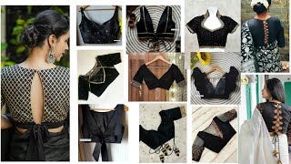 Black Blouse Designs Latest/Black Colour blouse Design Back Side/Black Blouse Designs New Model