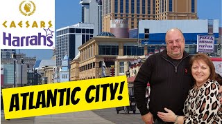 Atlantic City - Harrahs Resort and Caesars!  Boardwalk and Room Tour!