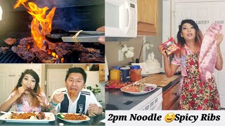 2PM AKHABARE CHICKEN || NEPALI 2X SPICY NOODLE//SUPER SPICY PORK RIBS