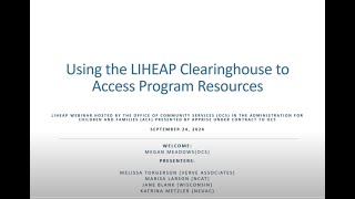 Using the LIHEAP Clearinghouse Website to Access Program Resources
