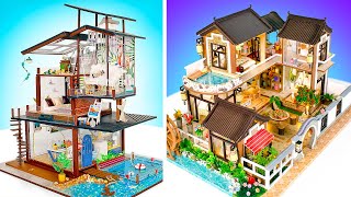 Decorating Mini Houses With Lights || Building Miniature Villa And House