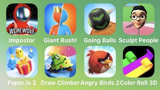 Impostor, Giant Rush, Going Balls, Scuipt People, Paper.io 2, Draw Climber, Angry Birds 2