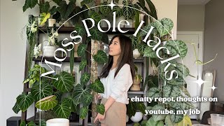 Moss pole hack, a chatty repot + my thoughts on Youtube so far and my day job