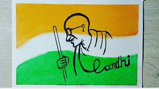 MAHATMA GANDHI JAYANTI with Oil Pastel Scenery For Beginners || Easy GANDHIJI Drawing very easy