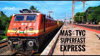 Chennai Central - Thiruvananthapuram Central Superfast Special blasting at flat 110 km/h!!!