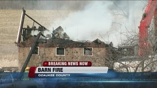 Chopper 4 captures barn fire explosion in Town of Jackson