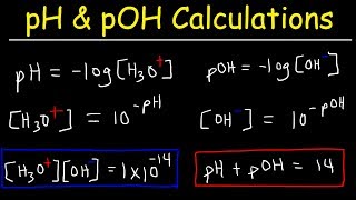 pH, pOH, H3O+, OH-, Kw, Ka, Kb, pKa, and pKb Basic Calculations -Acids and Bases Chemistry Problems
