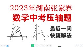 2024数学中考压轴题技巧精讲，张家界压轴题最后一问快捷方法！