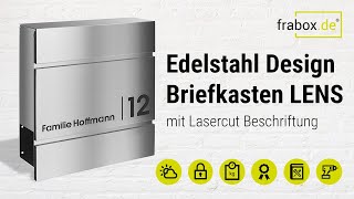 Frabox Edelstahl Briefkasten LENS mit 3D Lasercut Beschriftung