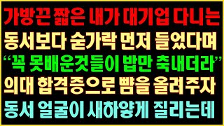 [반전실화사연] 가방끈 짧은 내가 대기업 다니는 동서보다 숟가랑 먼저 들었다며 “꼭 못배운것들이 밥만축내더라” 의대합격증으로 뺨을 올려주자 동서얼굴이 하얗게질리는데|커피엔톡