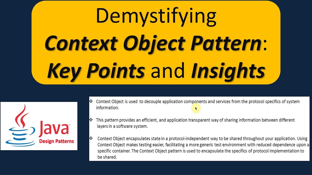 Demystifying Context Object Pattern Key Points And Insights Youtube