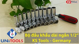 Bộ đầu khẩu 1/2 inch (socket set) đầu dài ngắn 10 - 19 mm Germany KS Tools| Unitools