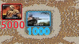 Snipers surrounded by Conscripts 🎮 1k vs 5k 🎮 Red Alert 2