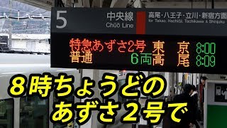 【３月廃止】８時ちょうどのあずさ２号で春まだ浅い信濃路へ旅立ちます【1902特番38】大月駅→軽井沢駅 2/26-02