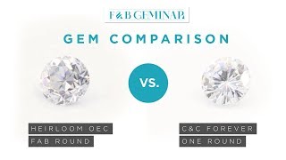 FAB Heirloom Round Old European Cut (OEC) vs. C\u0026C Forever One Brilliant Round Moissanite