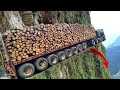 Extreme Dangerous Monster Logging Wood Truck Driving Skill, Fastest Climbing Truck Heavy Equipment