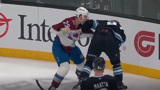 Nathan MacKinnon Drops The Gloves With Barrett Hayton