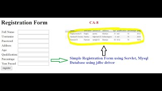 CA-8 - Student registration form using servlet, Mysql database using jdbc driver.