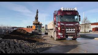 4K/Scania R650 V8 blir lastad 16 jan 2025