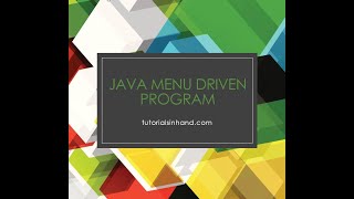 Menu driven program in java