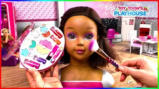 Barbie Doll Pretend Wedding Make Up Toys | Cosmetic Set Makeup | Maquiagem Brinquedos Kepala boneka