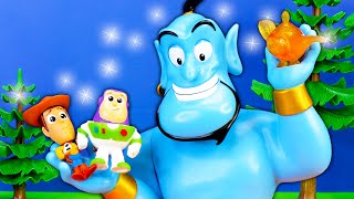 Toy Story 4 Woody and Buzz Lightyear granted wishes by Aladdin Genie