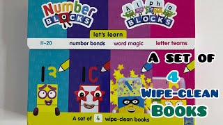 Unboxing Numberblocks and Alphablocks 4 wipe-clean books set 📚📕📗📘📙
