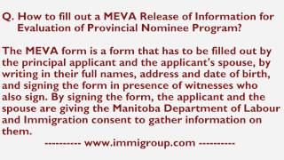 How to fill out a MEVA Release of Information for Evaluation of Provincial Nominee Program?