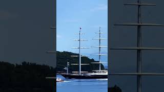 World top 10 sailing yacht :the revolutionary 88-meter Maltese falcon. At Corfu , Greece .